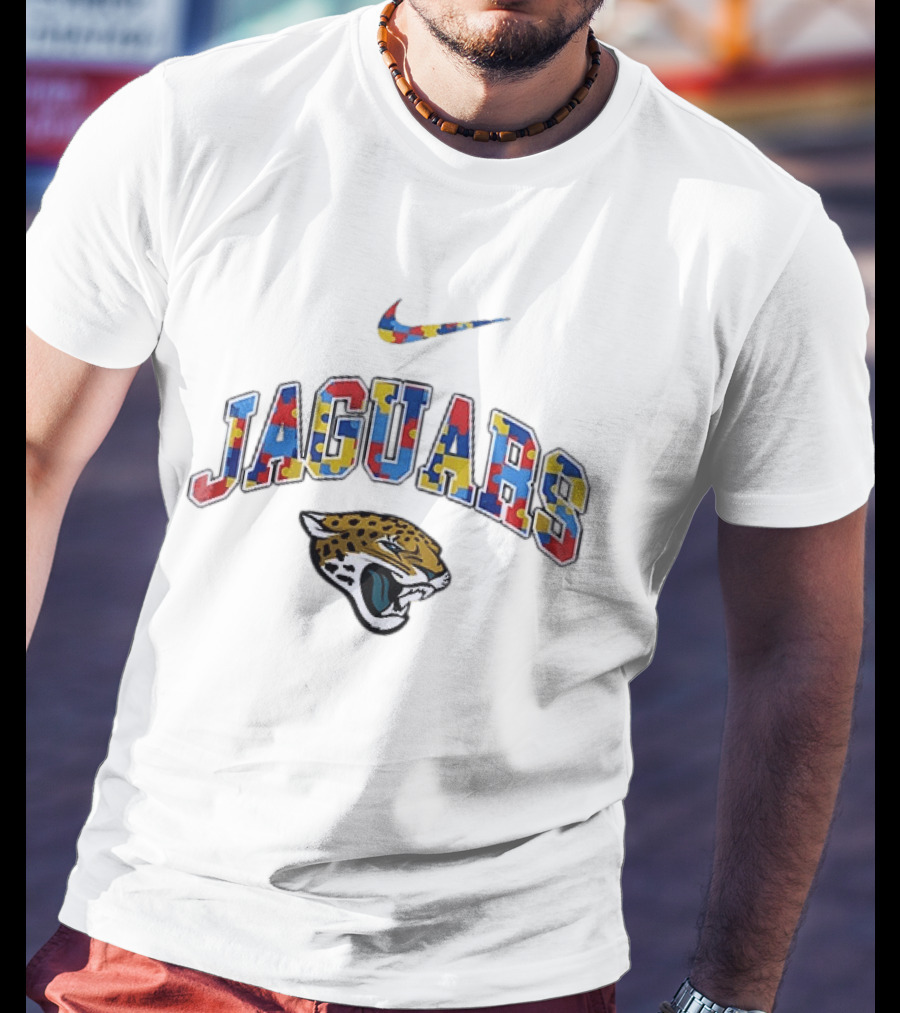 Jacksonville Jaguars Autism Awareness Puzzle Pattern Love Understand Accept T-Shirt