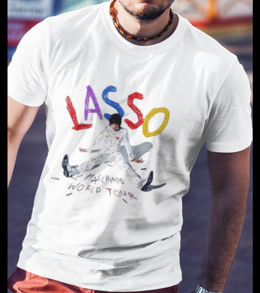 Lasso Malcriado 2025 World Tour Dates Colorful Lettering And Outfit T-Shirt