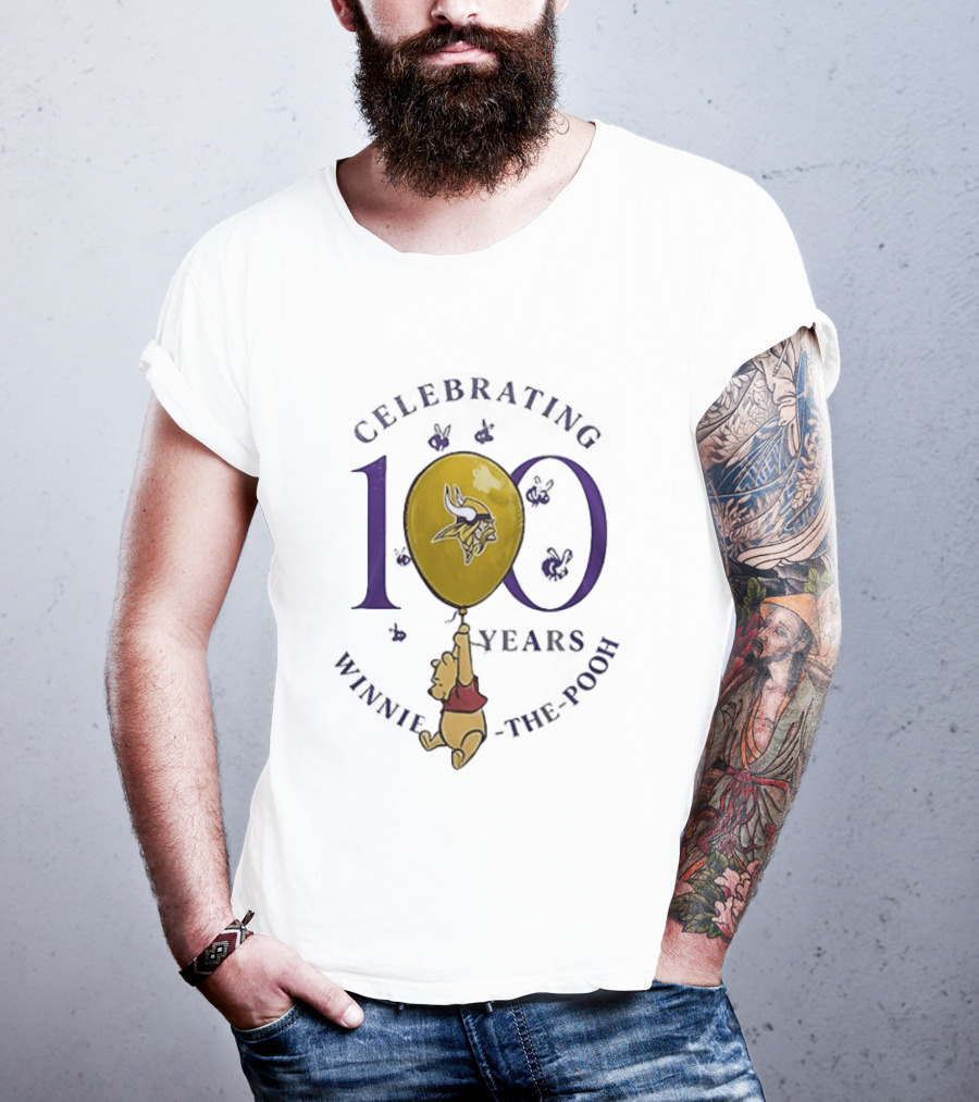 Celebrating 100 Years Minnesota Vikings Winnie The Pooh Anniversary T-Shirt