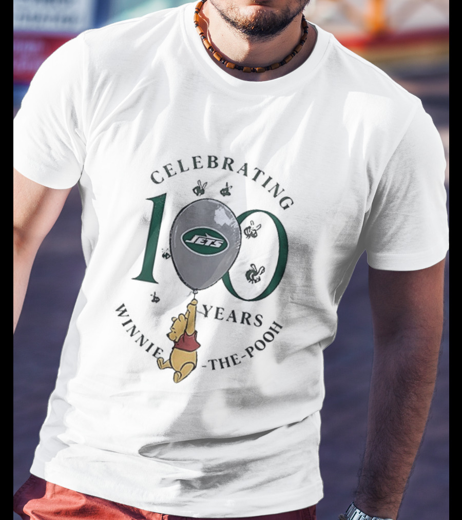 New York Jets Winnie The Pooh 100th Anniversary Celebration Balloon T-Shirt