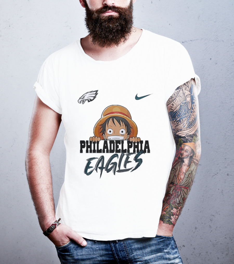 Philadelphia Eagles Monkey D Luffy One Piece Nike Collaboration T-Shirt
