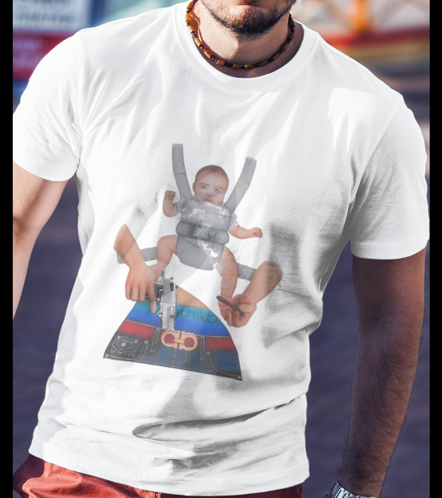 Ethika Responsible Father Baby Carrier Gun Mobile Concept T-Shirt