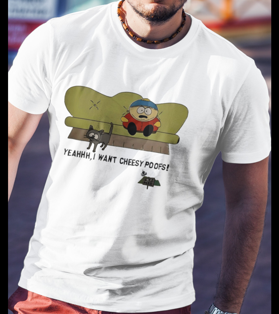 South Park Yeahhh I Want Cheesy Poofs Couch Cat Cartman T-Shirt