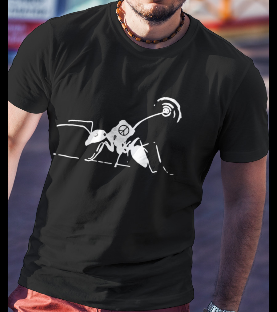 Ant Futile Peace Line Drawing Art With Minimalist T-Shirt