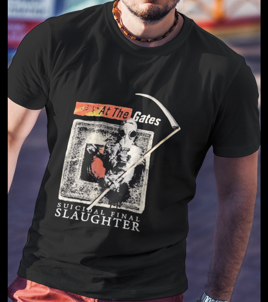 At The Gates Suicidal Final Slaughter Grim Reaper Gas Mask T-Shirt