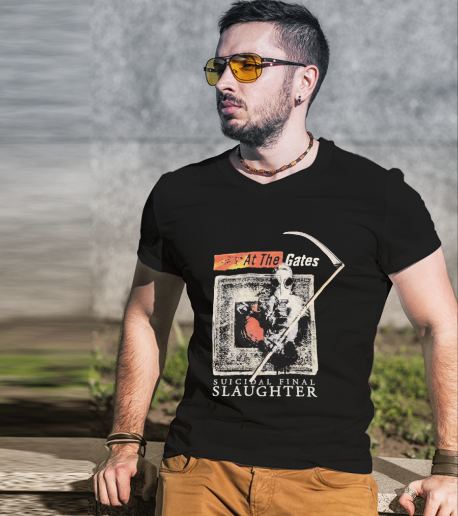 At The Gates Suicidal Final Slaughter Grim Reaper Gas Mask T-Shirt