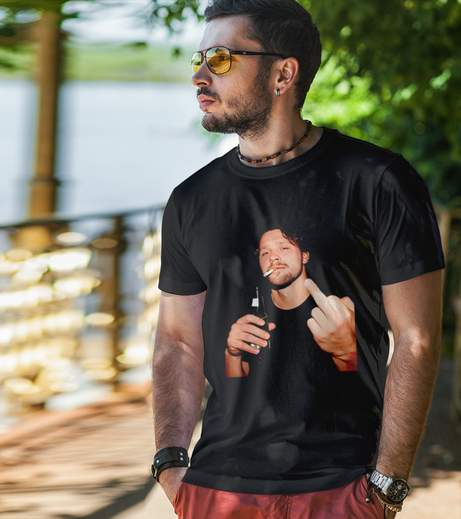 Josh Allen Smoking And Holding Beer Middle Finger T-Shirt