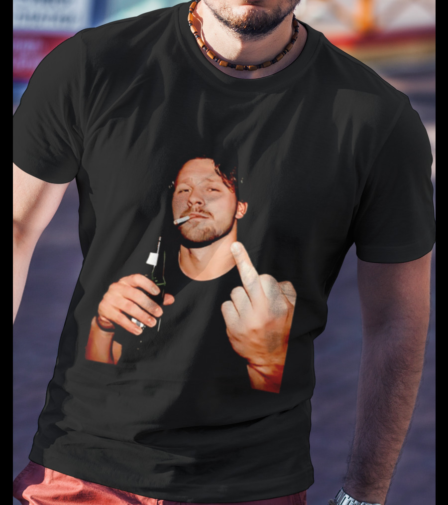 Josh Allen Smoking And Holding Beer Middle Finger T-Shirt