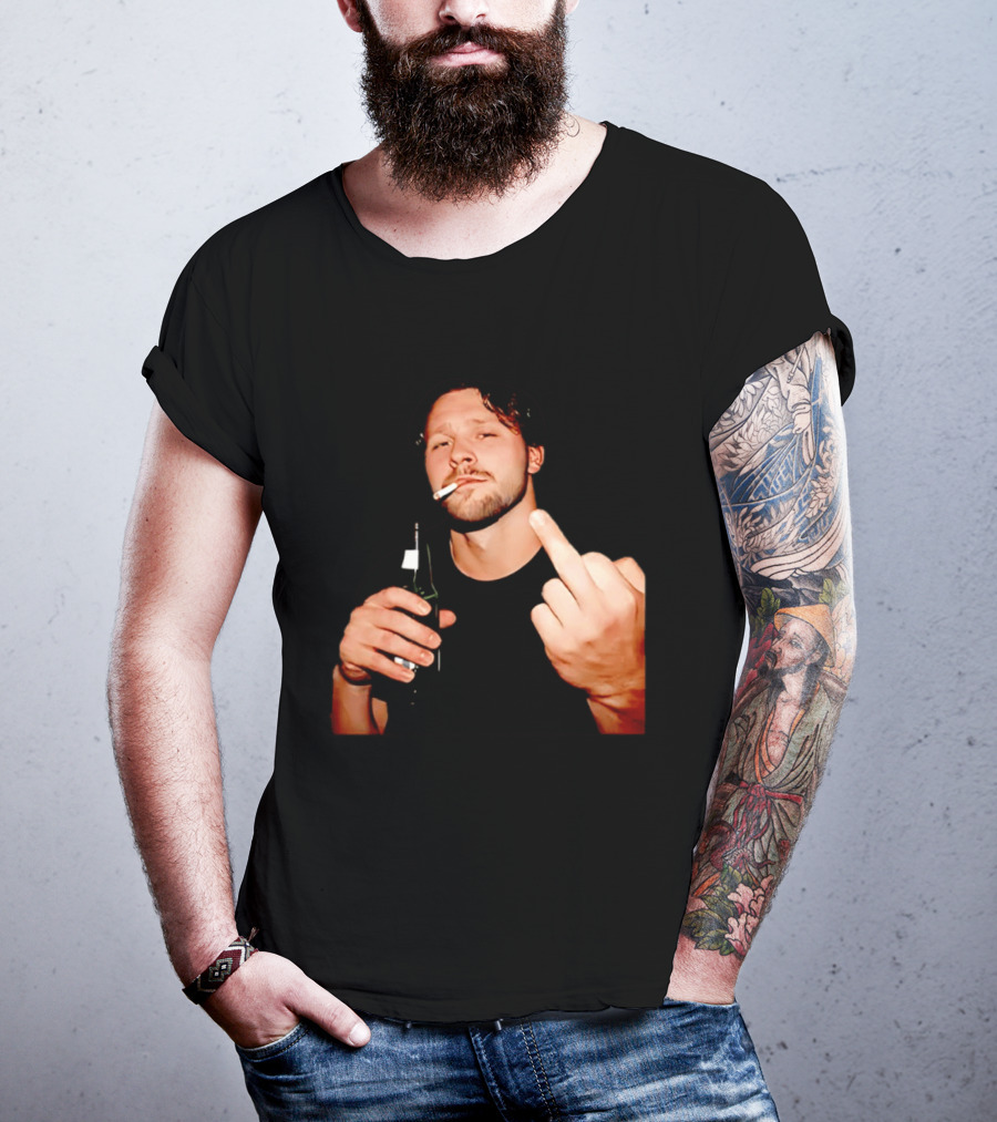 Josh Allen Smoking And Holding Beer Middle Finger T-Shirt