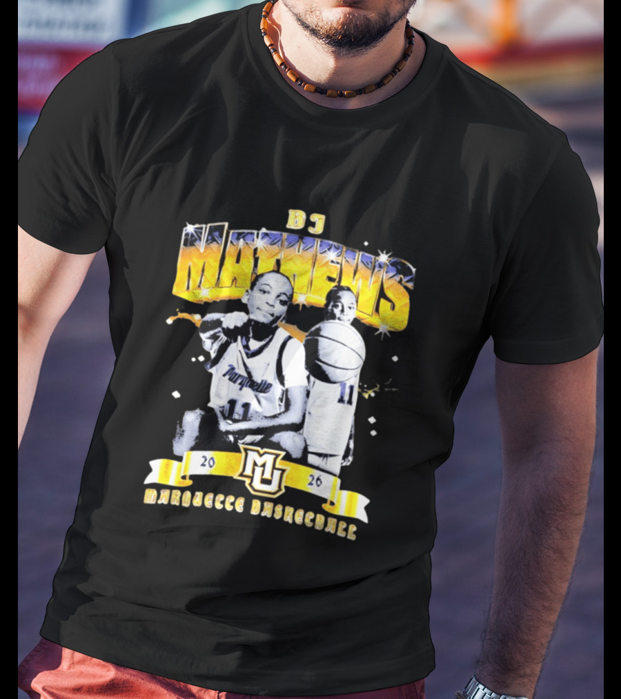 BJ Mathews Marquette Golden Eagles Basketball 2026 MJ 11 T-Shirt