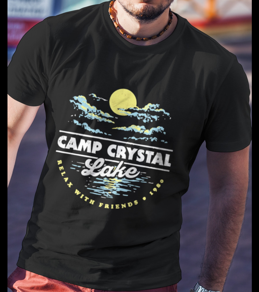 Camp Crystal Lake Relax With Friends 1980 Moon Clouds T-Shirt