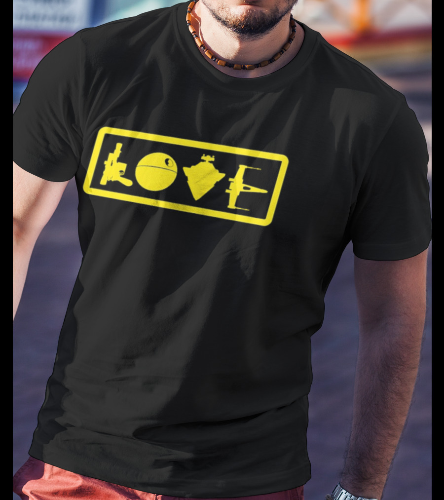 Love Star Wars Blaster Death Star Star Destroyer X Wing T-Shirt