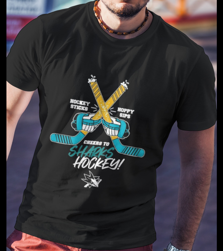 Cheers To San Jose Sharks Beer Hoppy Sips Hockey Sticks T-Shirt