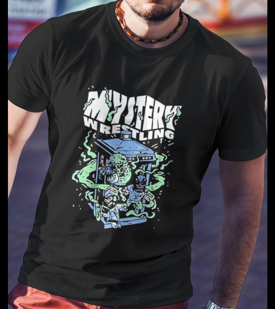 Mystery Wrestling Dr Who Boxing Tardis Green Monster Match T-Shirt