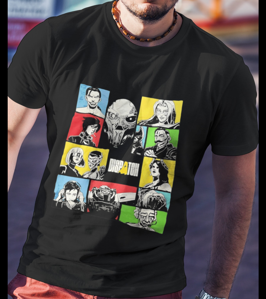 Dispatch Comic Style Characters In Vibrant Color Blocks T-Shirt