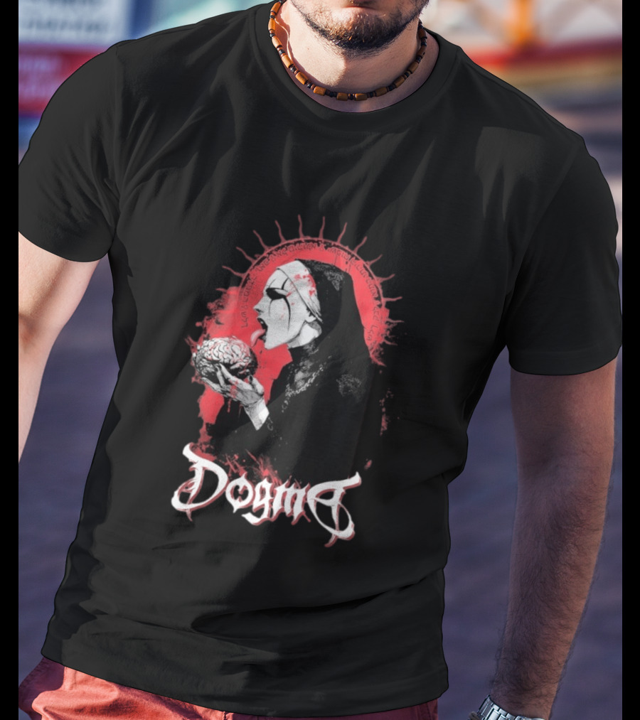 Dogma Brain Gothic Nun With Red Halo And Brain T-Shirt