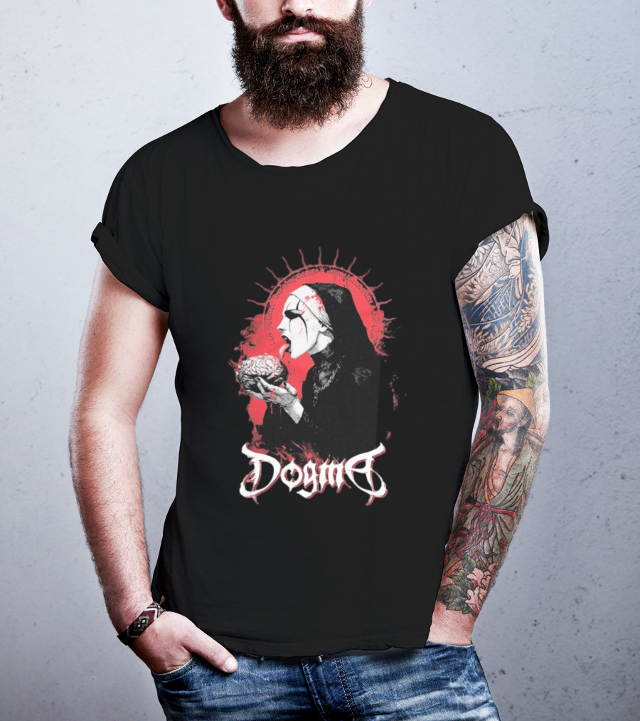 Dogma Brain Gothic Nun With Red Halo And Brain T-Shirt