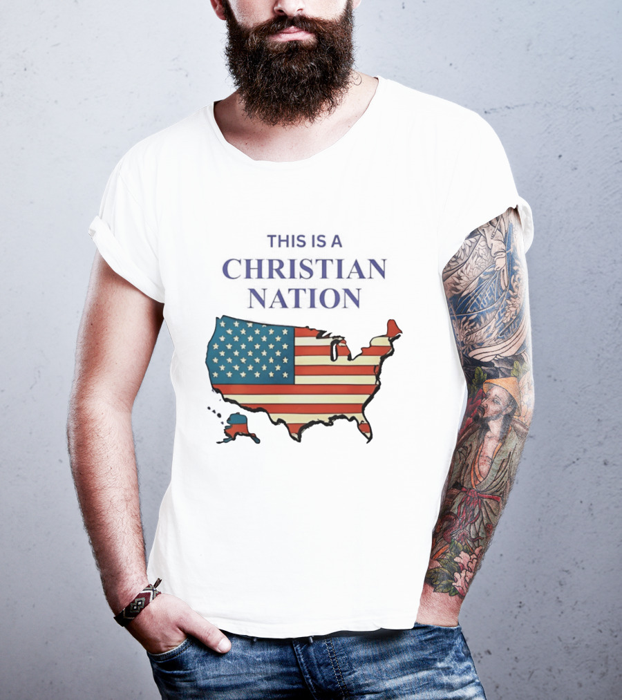 This Is A Christian Nation USA Flag Map T-Shirt
