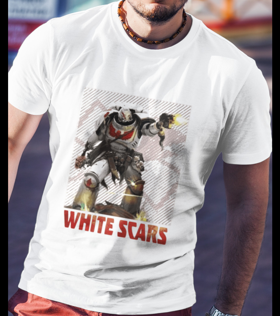 Warhammer 40 000 White Scars Power Armor Warrior With Weapon T-Shirt