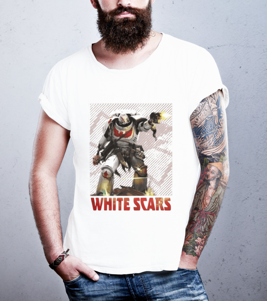Warhammer 40 000 White Scars Power Armor Warrior With Weapon T-Shirt