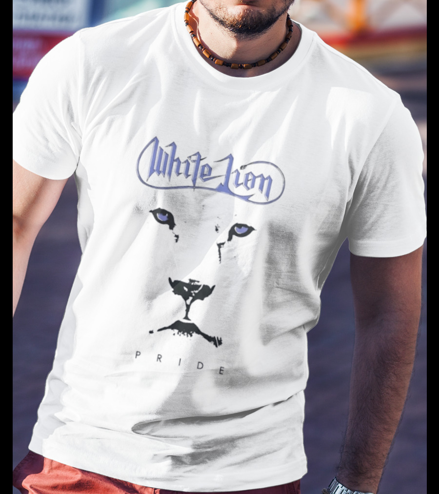 White Lion Pride Blue Eyes Fierce Expression T-Shirt