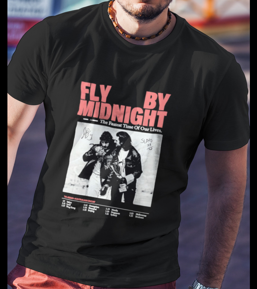 Fly By Midnight The Fastest Time Of Our Lives Black And White Signatures T-Shirt