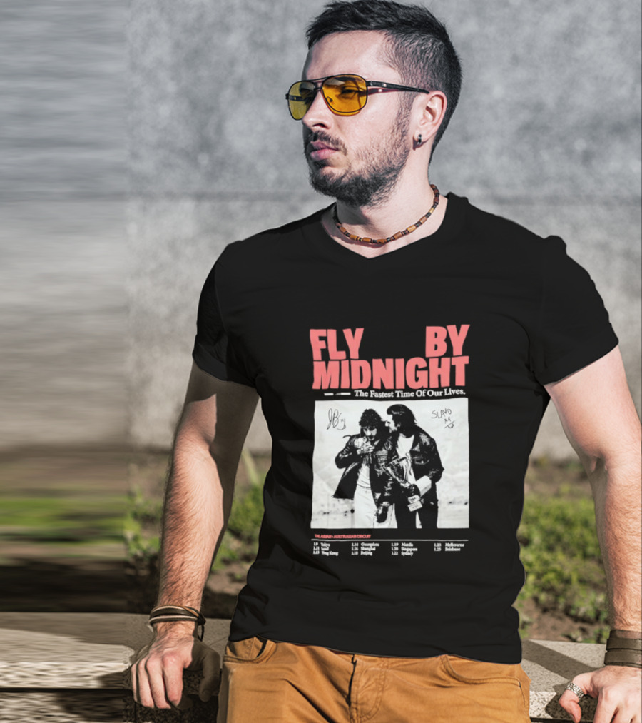 Fly By Midnight The Fastest Time Of Our Lives Black And White Signatures T-Shirt