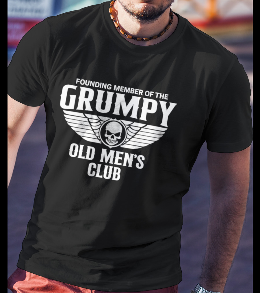 Founding Member Grumpy Old Men's Club Skull Wings T-Shirt