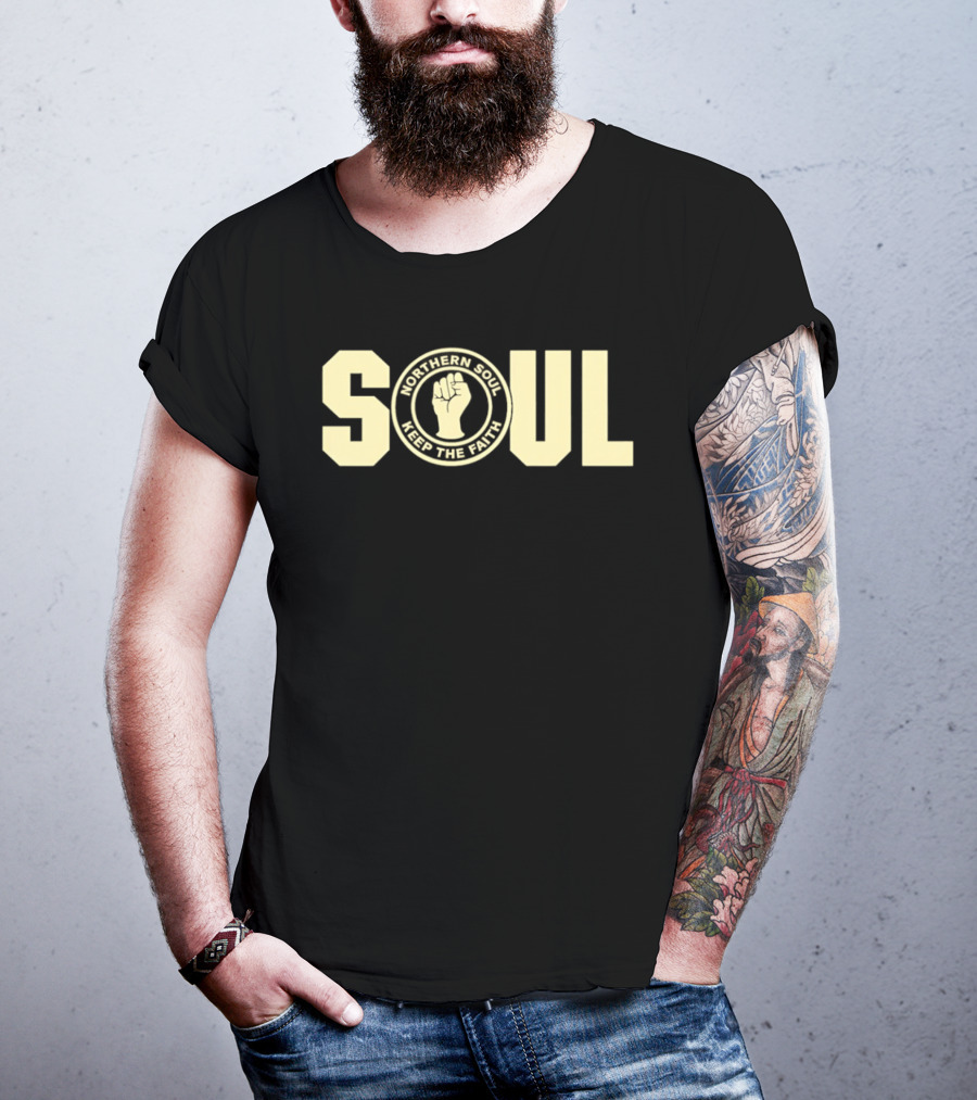 Northern Soul Keep The Faith Raised Fist Emblem Retro Style SOUL T-Shirt