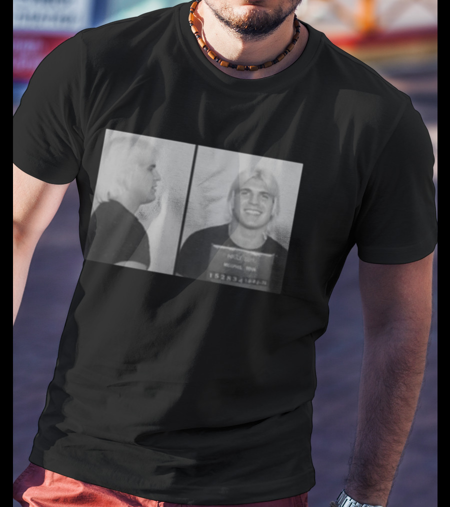 Tommy Rich Shot Police Dept Image With Smiling Wrestler 1980s Black And White T-Shirt