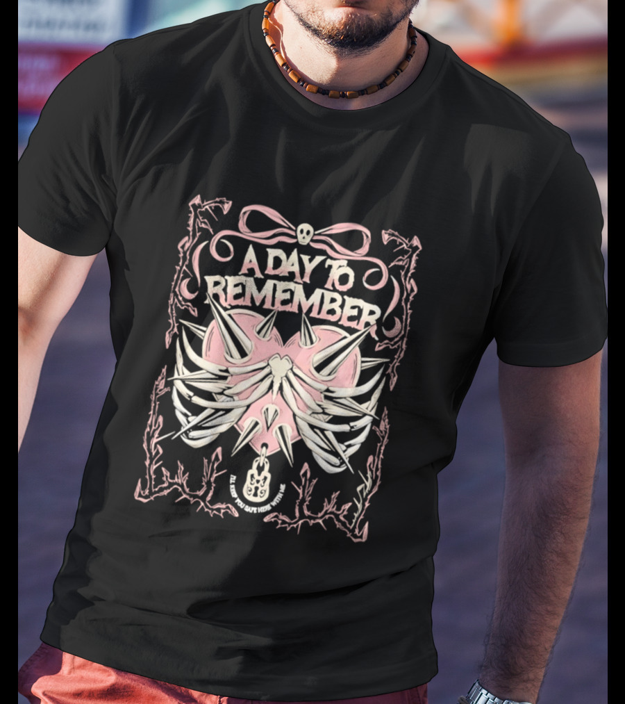 A Day To Remember Spiked Heart Bow Frame Valentine's Day T-Shirt