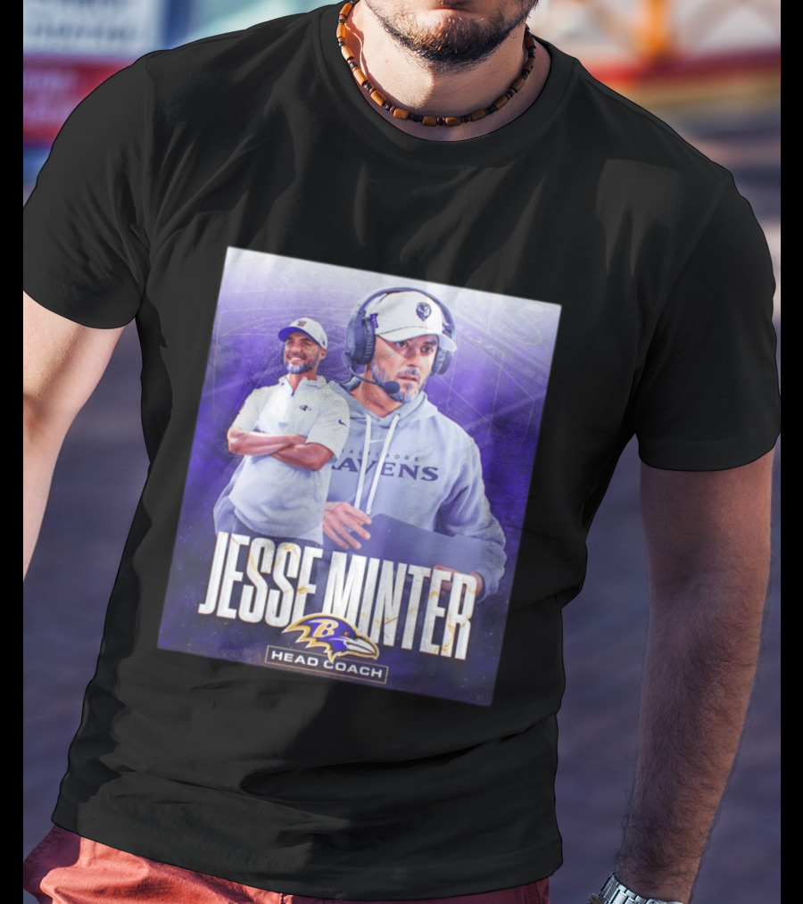 Jesse Minter Baltimore Ravens Head Coach NFL Ravens Logo Sports T-Shirt