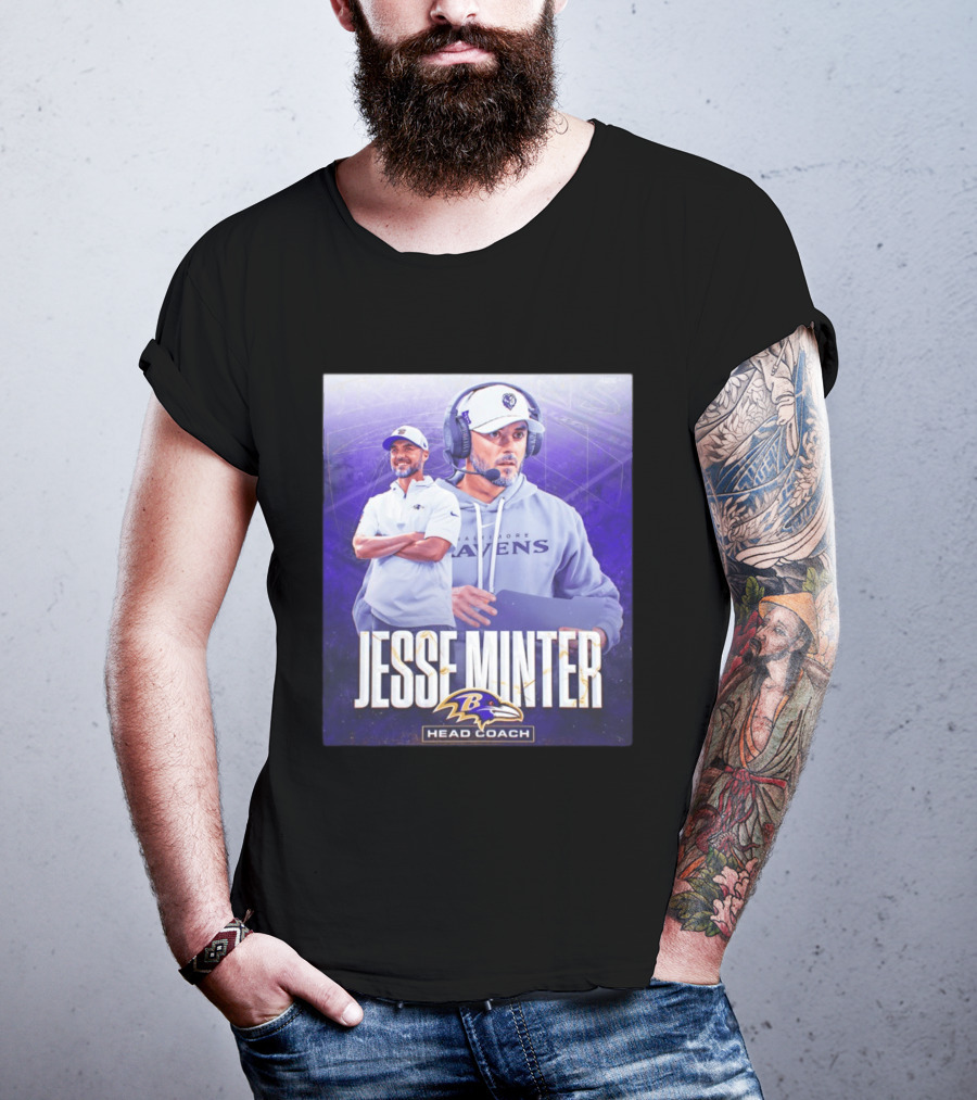 Jesse Minter Baltimore Ravens Head Coach NFL Ravens Logo Sports T-Shirt