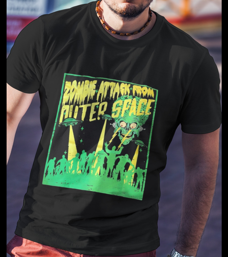 Zombie Attack From Outer Space UFO Alien Invasion T-Shirt