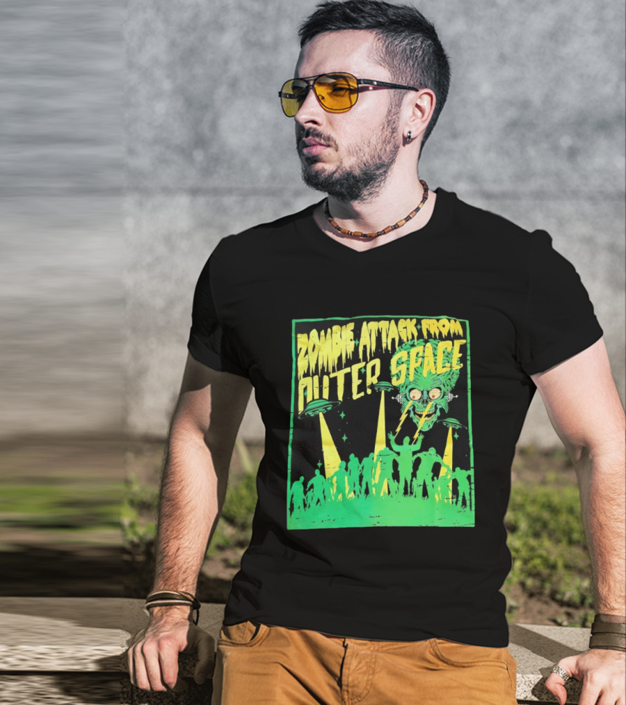 Zombie Attack From Outer Space UFO Alien Invasion T-Shirt
