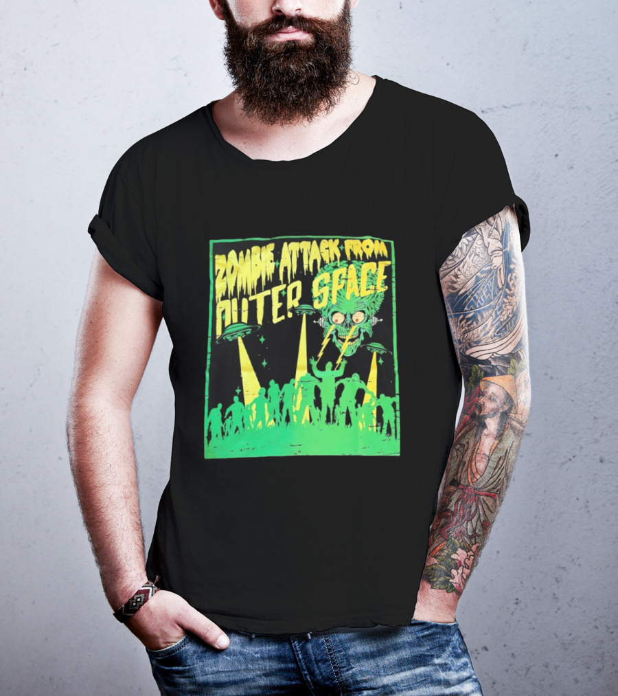 Zombie Attack From Outer Space UFO Alien Invasion T-Shirt