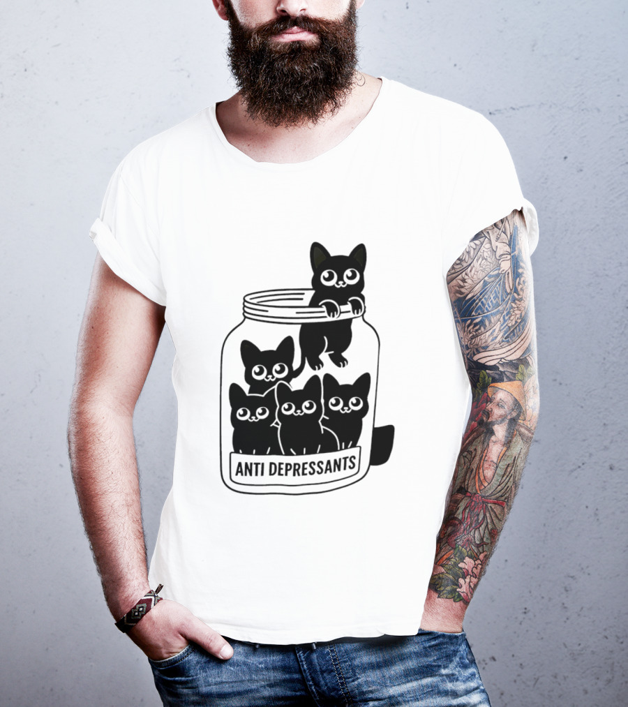 Anti Depressants Cat Jar With Cute Kittens T-Shirt