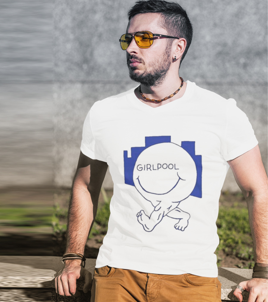 GIRLPOOL Happy Face Blue Smiling T-Shirt