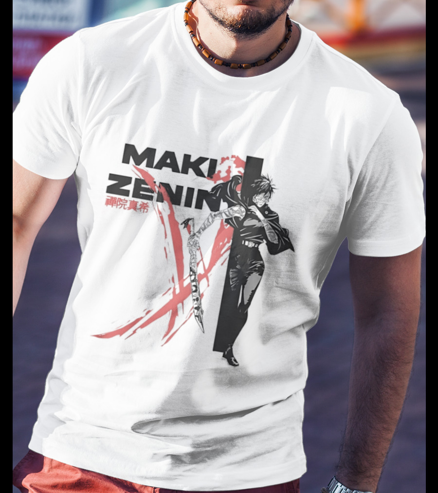 Maki Zenin Jujutsu Kaisen Anime Red Brush T-Shirt