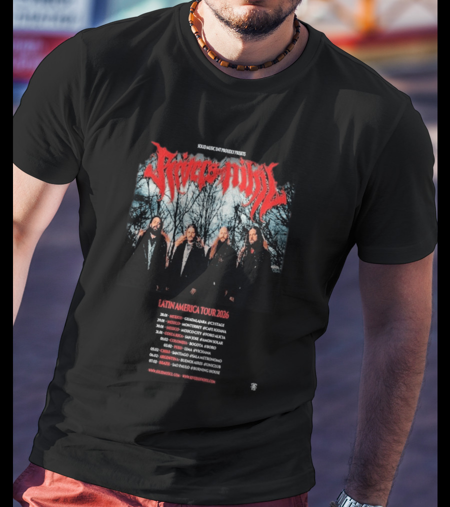 Rivers Of Nihil Latin America Tour 2026 Band Photo With Tour Dates And Locations T-Shirt
