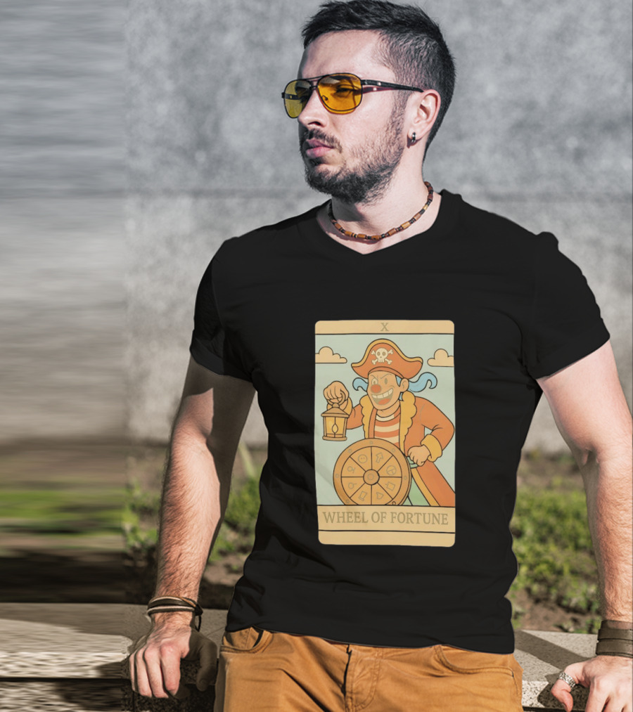 Wheel Of Fortune Tarot Card Pirate Clown Lantern Fortune Wheel T-Shirt
