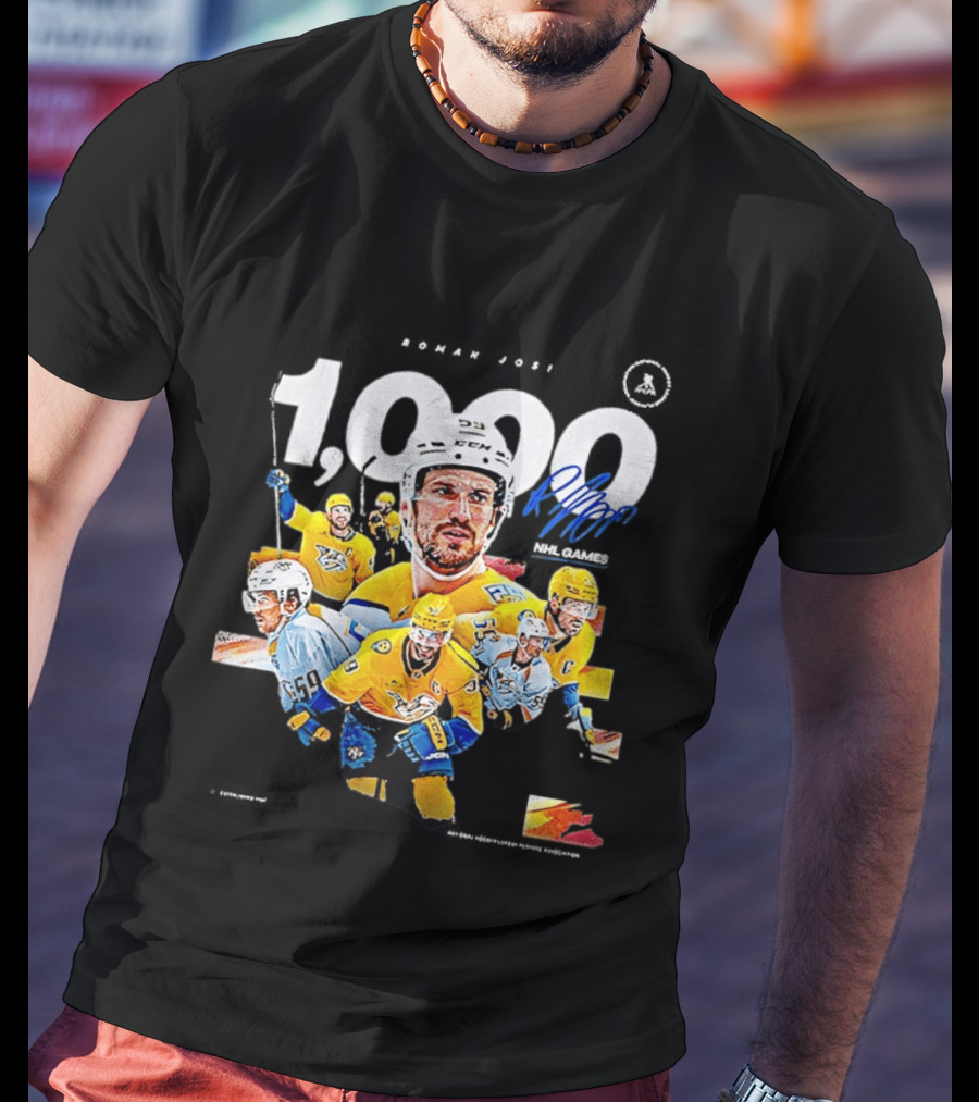 Nashville Predators Roman Josi 1000 NHL Games Celebration T-Shirt
