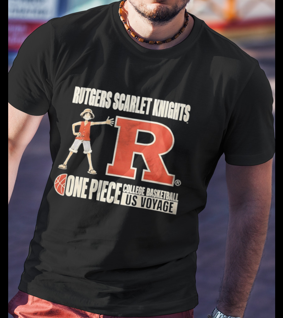 Rutgers Scarlet Knights Luffy One Piece College Basketball US Voyage T-Shirt