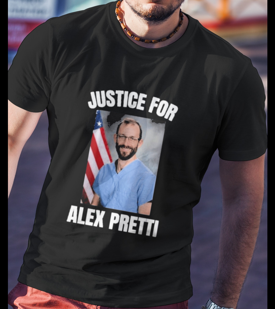 Justice For Alex Pretti American Flag Support T-Shirt