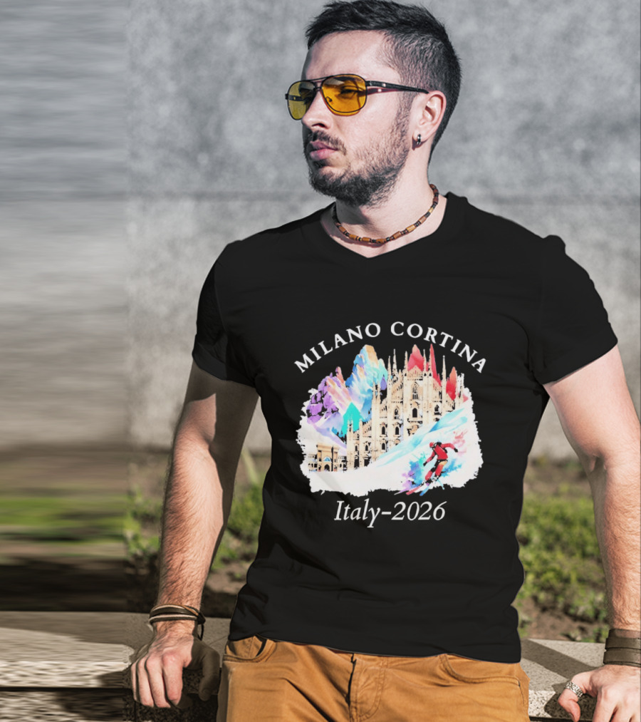 Milano Cortina Italy Winter 2026 Skiing Event T-Shirt