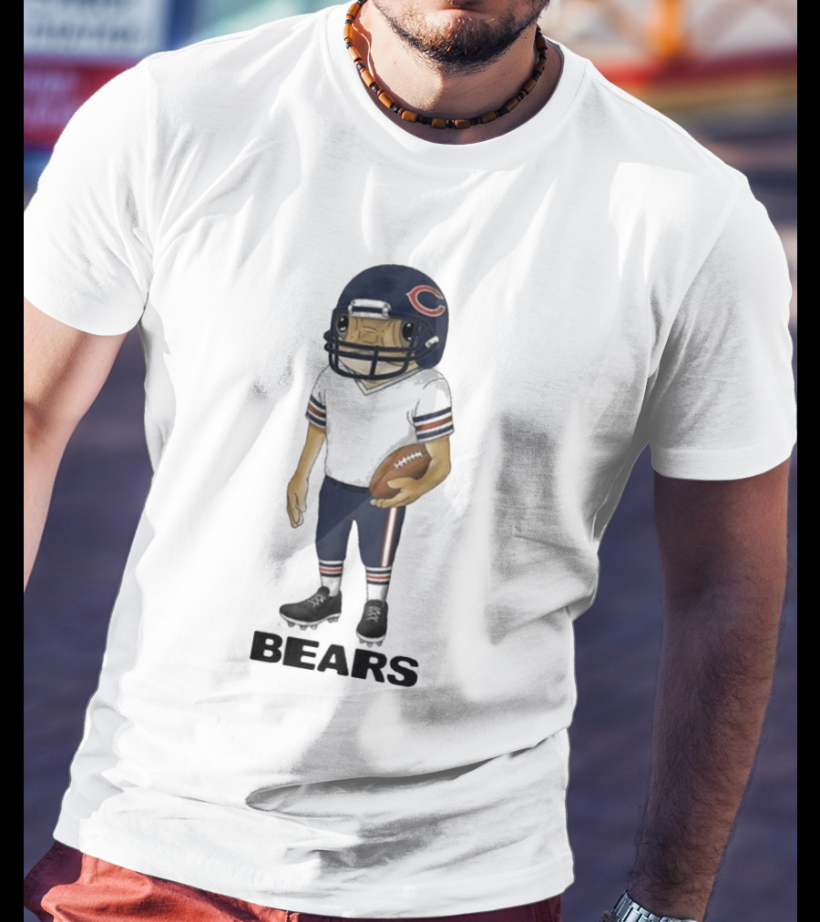 Bad Bunny Chicago Bears Concho Helmet Character With Football T-Shirt