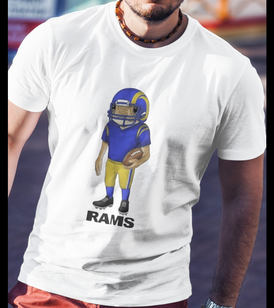 Bad Bunny Los Angeles Rams Football Character With Concho Helmet T-Shirt