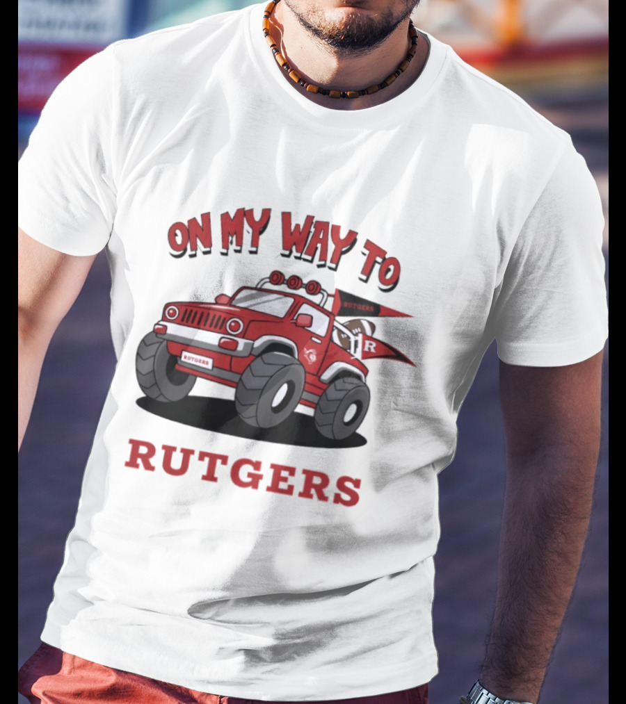 Rutgers Scarlet Knights On My Way To Rutgers Jeep Flags T-Shirt