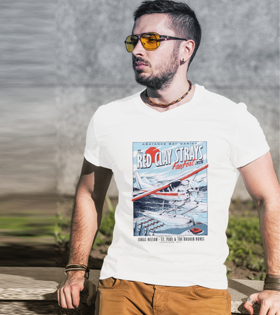 Abayance Bay Marina Red Clay Strays Fan Fest 2026 Rexford Montana Airplane Lake Scene T-Shirt