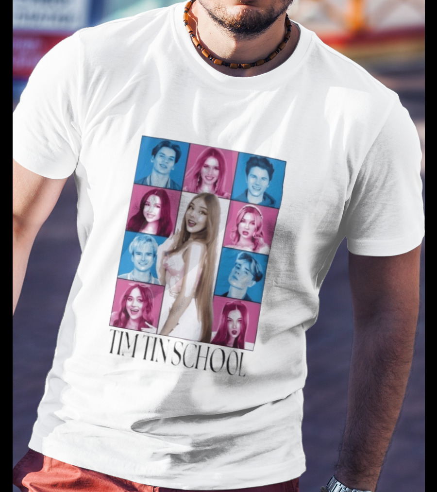 Tim Tin School Tina Photo Collage Multicolor Blocks T-Shirt